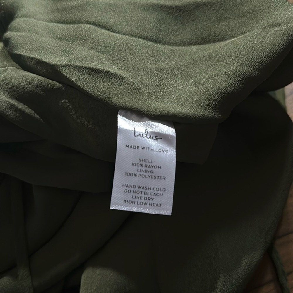 Lulu's Olive Green V-Neck Wrap Short Dress - Picture 8 of 8